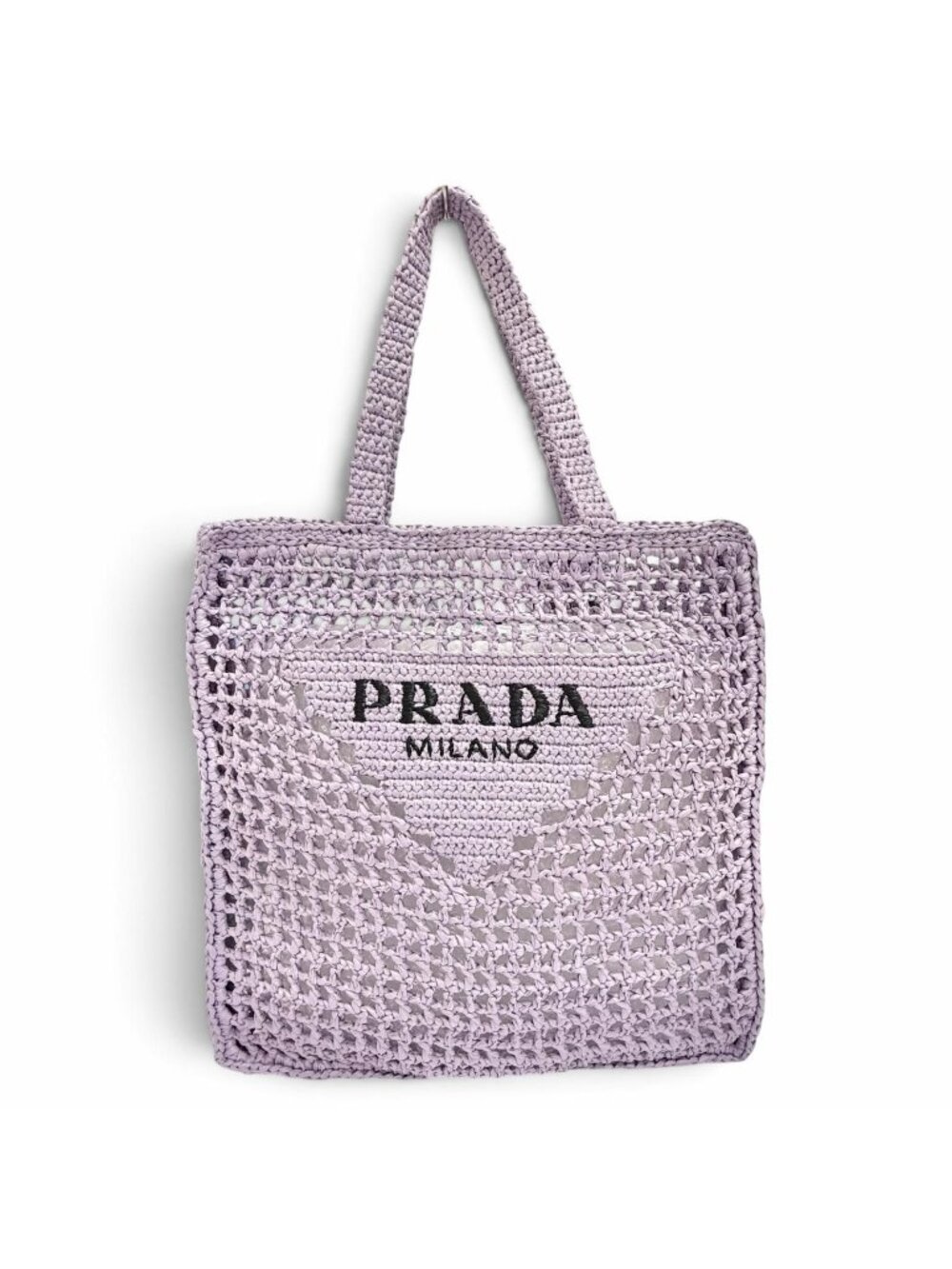 Prada Logo Raffia Clochette Tote Bag Shoulder Available Purple